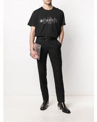 schwarzes besticktes T-Shirt mit einem Rundhalsausschnitt von Givenchy