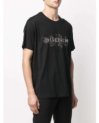 schwarzes besticktes T-Shirt mit einem Rundhalsausschnitt von Givenchy