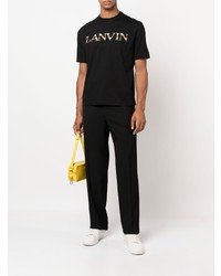 schwarzes besticktes T-Shirt mit einem Rundhalsausschnitt von Lanvin