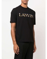 schwarzes besticktes T-Shirt mit einem Rundhalsausschnitt von Lanvin