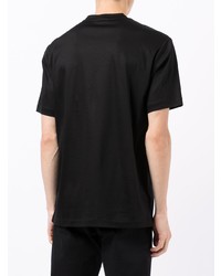 schwarzes besticktes T-Shirt mit einem Rundhalsausschnitt von Giorgio Armani