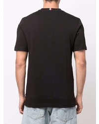 schwarzes besticktes T-Shirt mit einem Rundhalsausschnitt von Tommy Hilfiger