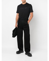 schwarzes besticktes T-Shirt mit einem Rundhalsausschnitt von Lanvin