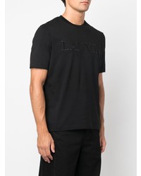 schwarzes besticktes T-Shirt mit einem Rundhalsausschnitt von Lanvin