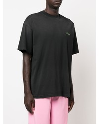 schwarzes besticktes T-Shirt mit einem Rundhalsausschnitt von MSGM