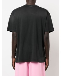 schwarzes besticktes T-Shirt mit einem Rundhalsausschnitt von MSGM