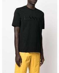 schwarzes besticktes T-Shirt mit einem Rundhalsausschnitt von Lanvin