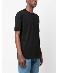 schwarzes besticktes T-Shirt mit einem Rundhalsausschnitt von Kiton