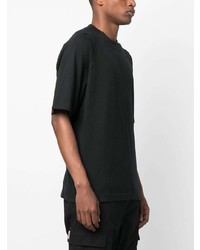 schwarzes besticktes T-Shirt mit einem Rundhalsausschnitt von Stone Island