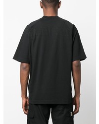 schwarzes besticktes T-Shirt mit einem Rundhalsausschnitt von Stone Island