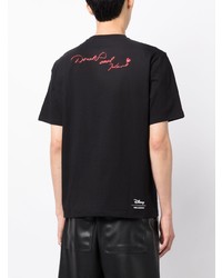 schwarzes besticktes T-Shirt mit einem Rundhalsausschnitt von Karl Lagerfeld