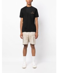 schwarzes besticktes T-Shirt mit einem Rundhalsausschnitt von Fred Perry