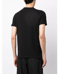 schwarzes besticktes T-Shirt mit einem Rundhalsausschnitt von Trussardi