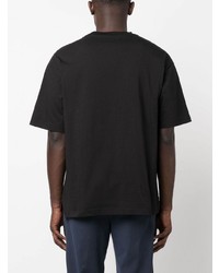 schwarzes besticktes T-Shirt mit einem Rundhalsausschnitt von Kiton