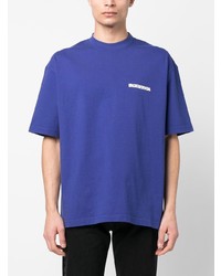 schwarzes besticktes T-Shirt mit einem Rundhalsausschnitt von Balenciaga