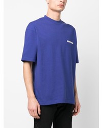 schwarzes besticktes T-Shirt mit einem Rundhalsausschnitt von Balenciaga