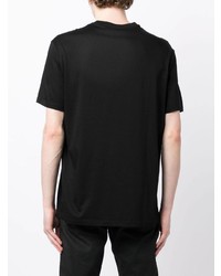 schwarzes besticktes T-Shirt mit einem Rundhalsausschnitt von Armani Exchange