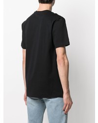 schwarzes besticktes T-Shirt mit einem Rundhalsausschnitt von Moschino