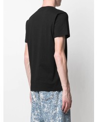 schwarzes besticktes T-Shirt mit einem Rundhalsausschnitt von Alexander McQueen