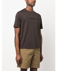 schwarzes besticktes T-Shirt mit einem Rundhalsausschnitt von Lanvin