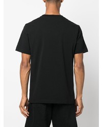 schwarzes besticktes T-Shirt mit einem Rundhalsausschnitt von Off-White