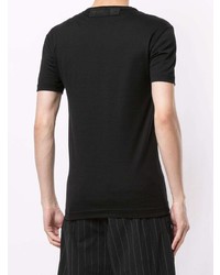 schwarzes besticktes T-Shirt mit einem Rundhalsausschnitt von Dolce & Gabbana