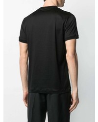 schwarzes besticktes T-Shirt mit einem Rundhalsausschnitt von Alexander McQueen