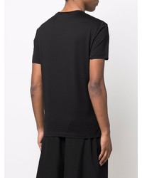 schwarzes besticktes T-Shirt mit einem Rundhalsausschnitt von Versace