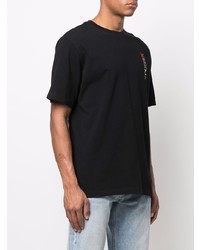 schwarzes besticktes T-Shirt mit einem Rundhalsausschnitt von Kenzo