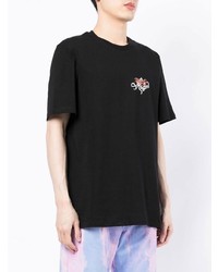 schwarzes besticktes T-Shirt mit einem Rundhalsausschnitt von MSGM