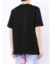 schwarzes besticktes T-Shirt mit einem Rundhalsausschnitt von MSGM