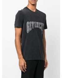 schwarzes besticktes T-Shirt mit einem Rundhalsausschnitt von Givenchy