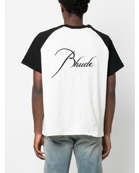 schwarzes besticktes T-Shirt mit einem Rundhalsausschnitt von Rhude