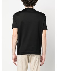 schwarzes besticktes T-Shirt mit einem Rundhalsausschnitt von Emporio Armani