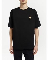 schwarzes besticktes T-Shirt mit einem Rundhalsausschnitt von Giuseppe Zanotti