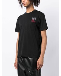 schwarzes besticktes T-Shirt mit einem Rundhalsausschnitt von Karl Lagerfeld