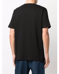 schwarzes besticktes T-Shirt mit einem Rundhalsausschnitt von Diesel