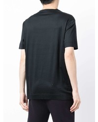 schwarzes besticktes T-Shirt mit einem Rundhalsausschnitt von Emporio Armani