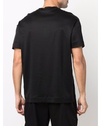 schwarzes besticktes T-Shirt mit einem Rundhalsausschnitt von Emporio Armani