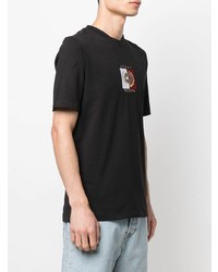 schwarzes besticktes T-Shirt mit einem Rundhalsausschnitt von Tommy Hilfiger