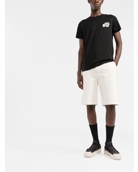 schwarzes besticktes T-Shirt mit einem Rundhalsausschnitt von Moncler