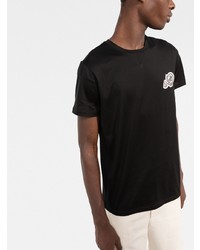 schwarzes besticktes T-Shirt mit einem Rundhalsausschnitt von Moncler