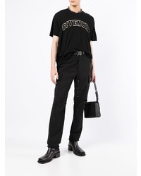 schwarzes besticktes T-Shirt mit einem Rundhalsausschnitt von Givenchy