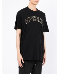 schwarzes besticktes T-Shirt mit einem Rundhalsausschnitt von Givenchy