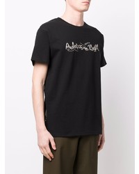 schwarzes besticktes T-Shirt mit einem Rundhalsausschnitt von Andersson Bell