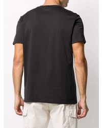 schwarzes besticktes T-Shirt mit einem Rundhalsausschnitt von Salvatore Ferragamo