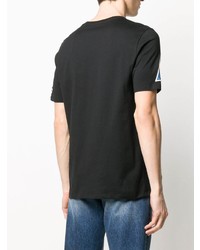 schwarzes besticktes T-Shirt mit einem Rundhalsausschnitt von Mr & Mrs Italy