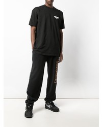 schwarzes besticktes T-Shirt mit einem Rundhalsausschnitt von Supreme