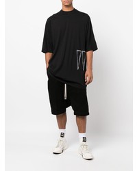 schwarzes besticktes T-Shirt mit einem Rundhalsausschnitt von Rick Owens DRKSHDW