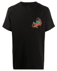 schwarzes besticktes T-Shirt mit einem Rundhalsausschnitt von Maharishi